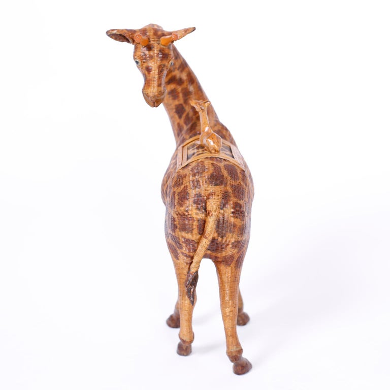 Near Pair of Giraffe Woven Wicker Boxes at 1stDibs