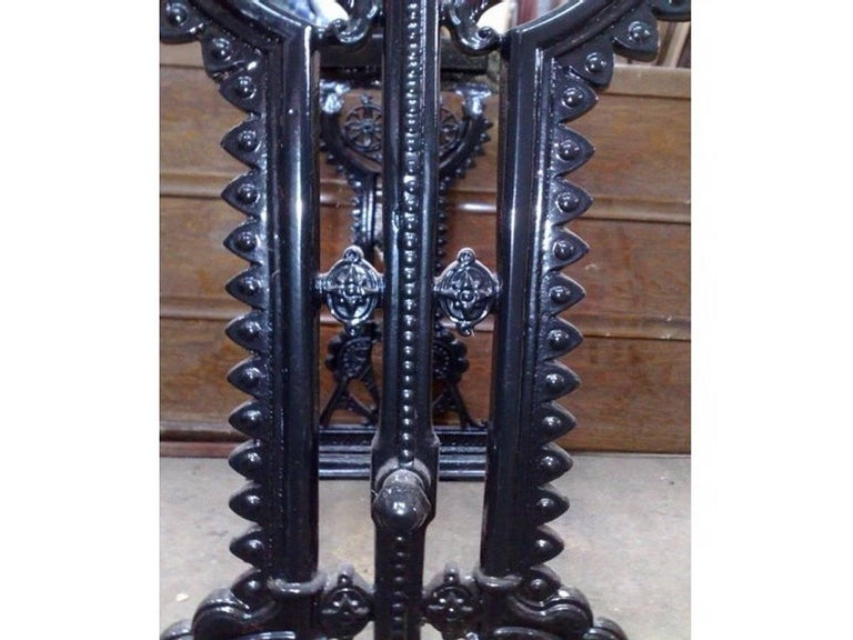 Near Pair of Gothic Revival Cast Iron Garden Tables by Hufton