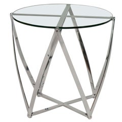 Paire de tables d'appoint John Vesey à plateau en verre et aluminium