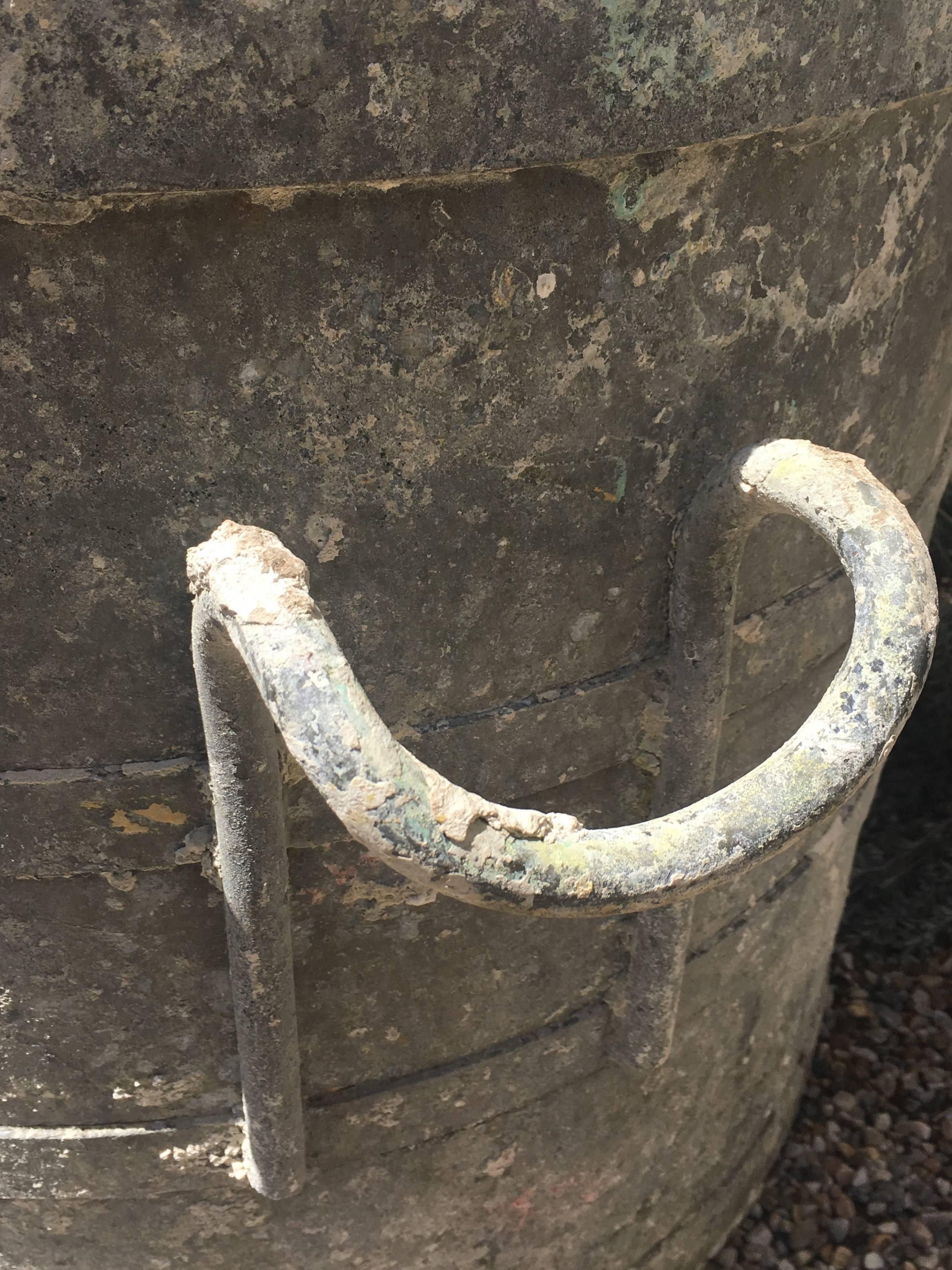 Near Pair of Large French Industrial Galvanized Zinc Tub Planters 2