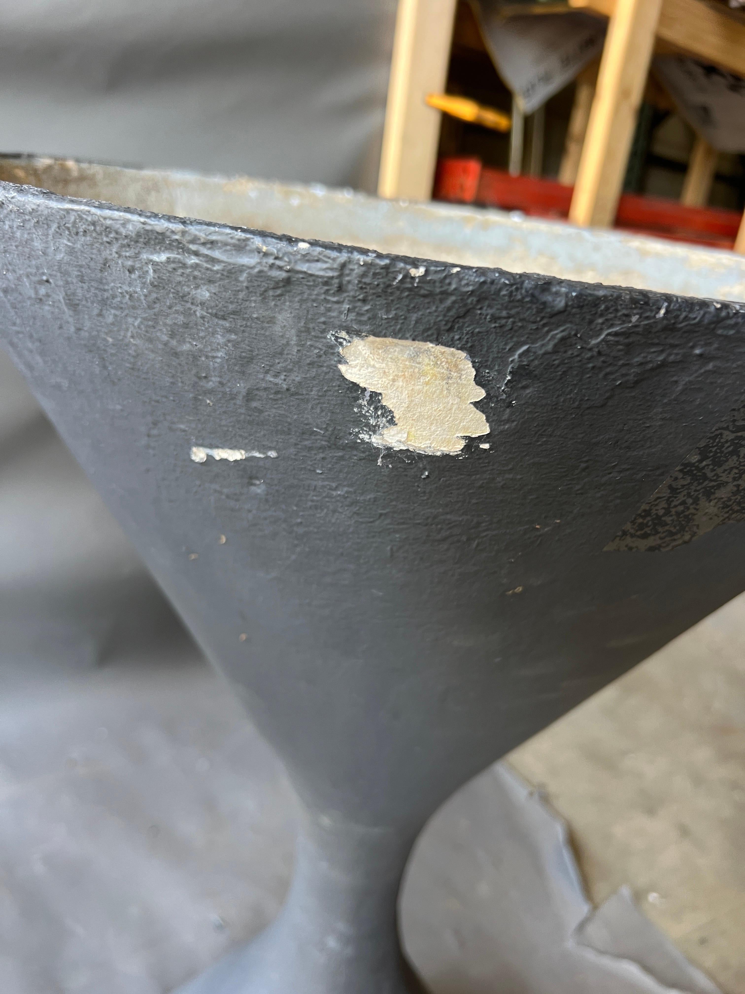 Concrete Near Pair of Large Willy Guhl Diabolo Planters Painted in Charcoal For Sale