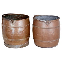 Near pair of late 19th century copper buckets