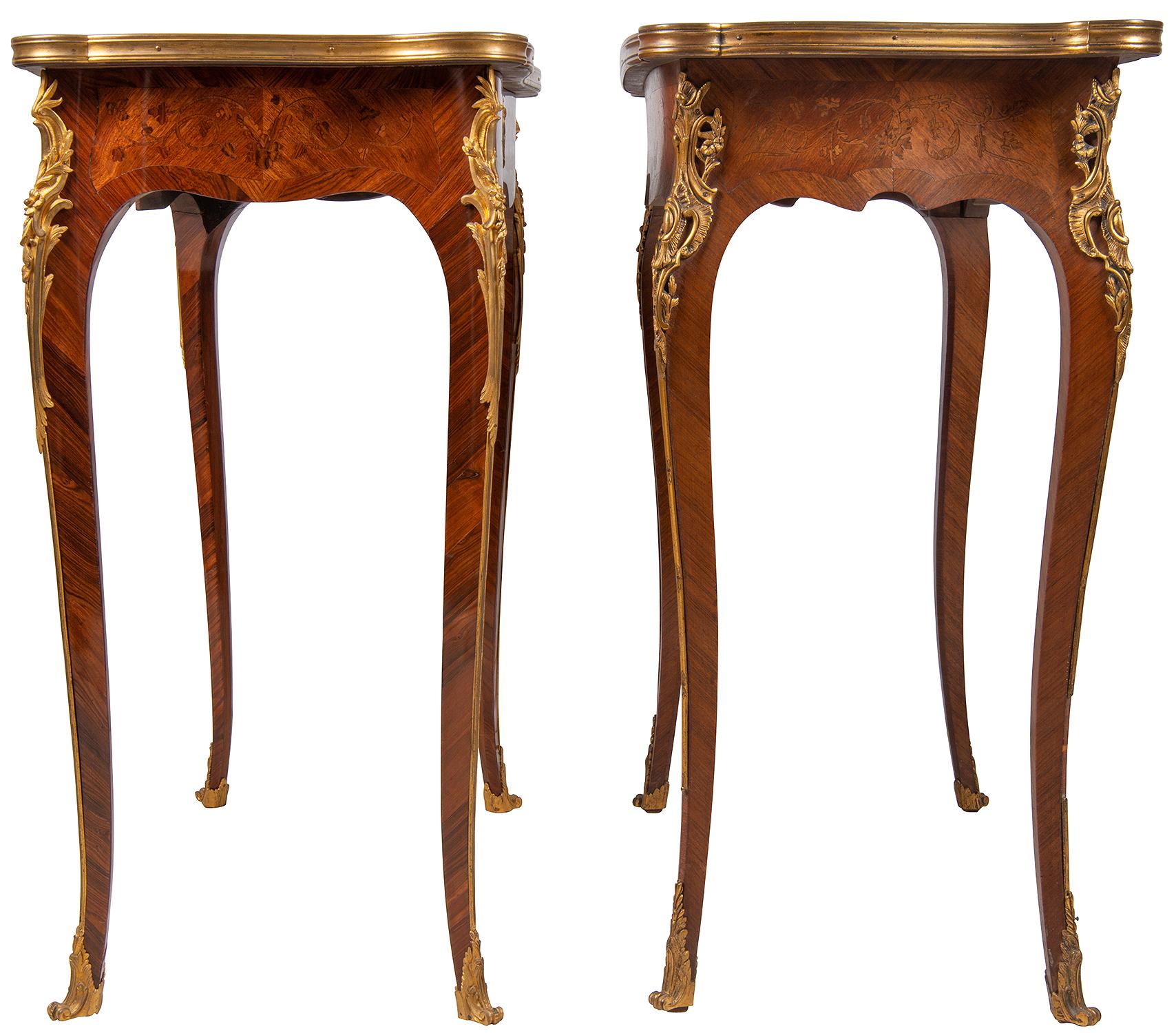 French Near Pair of Linke Influenced Louis XVI Style Side Tables, Late 19th Century