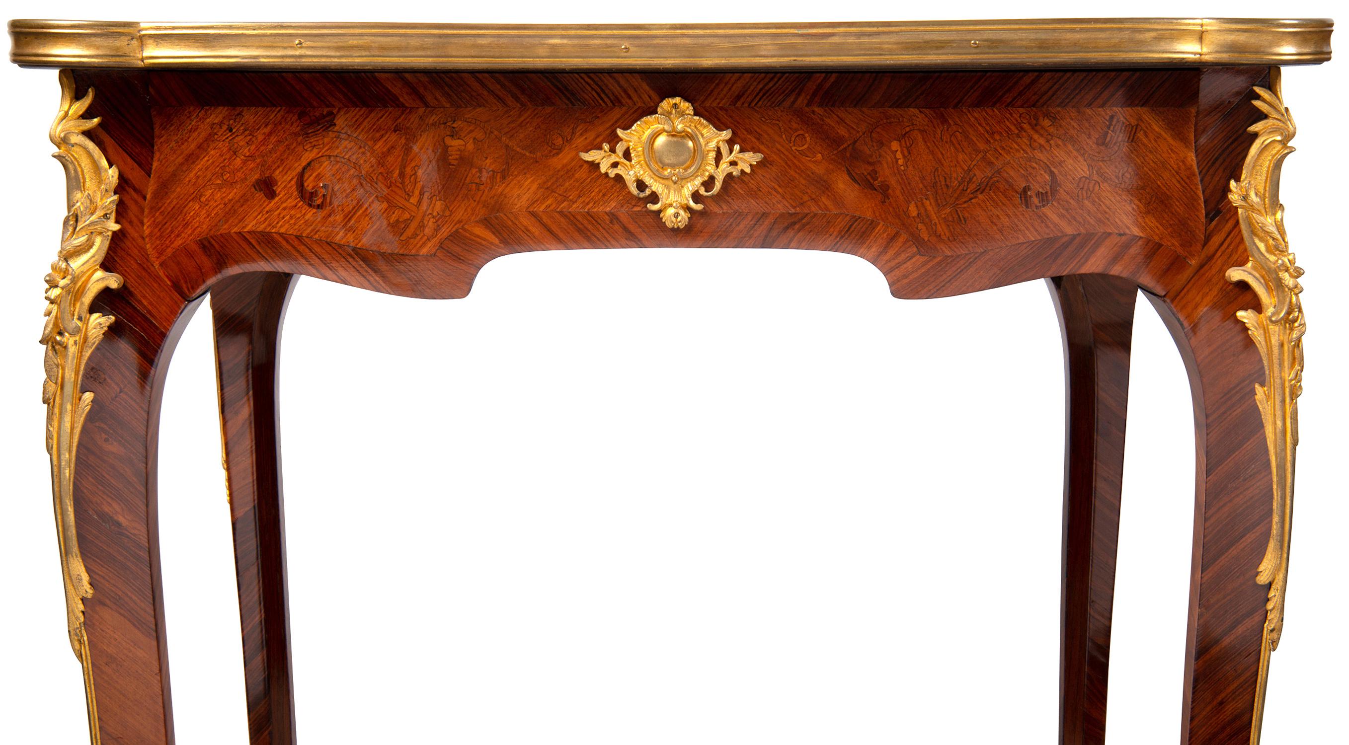 Marquetry Near Pair of Linke Influenced Louis XVI Style Side Tables, Late 19th Century
