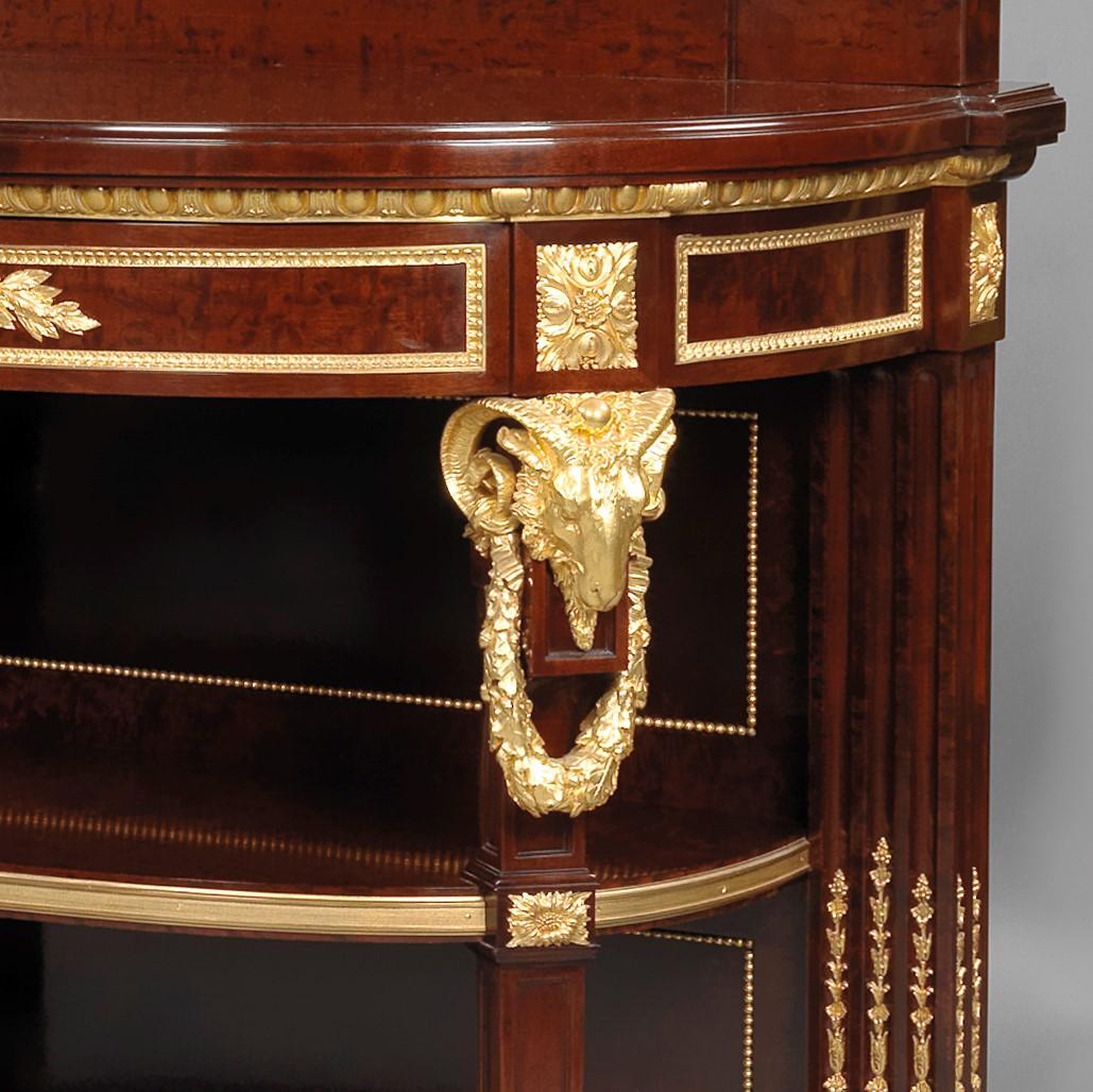 Gilt Near Pair of Mahogany Consoles Dessertes by Maison Grohé, French, circa 1860 For Sale