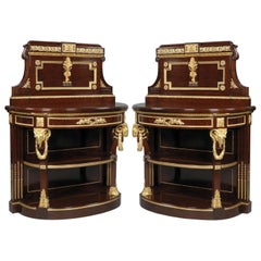Near Pair of Mahogany Consoles Dessertes by Maison Grohé, French, circa 1860