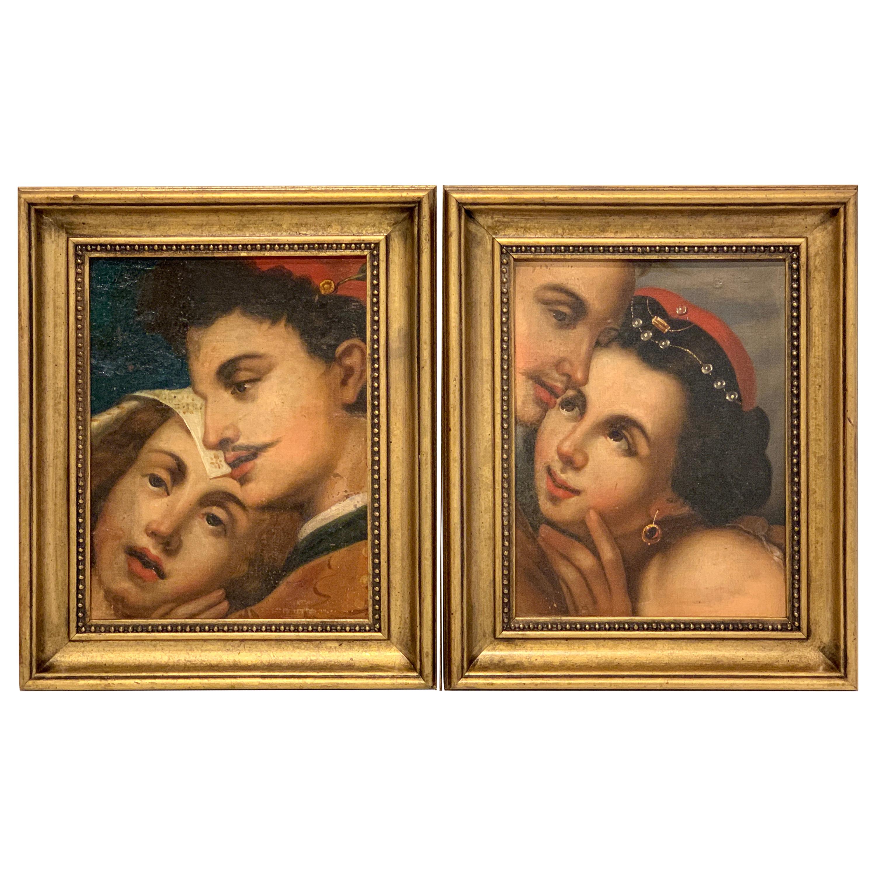 Near Pair of Old Master Romantic Portraits For Sale