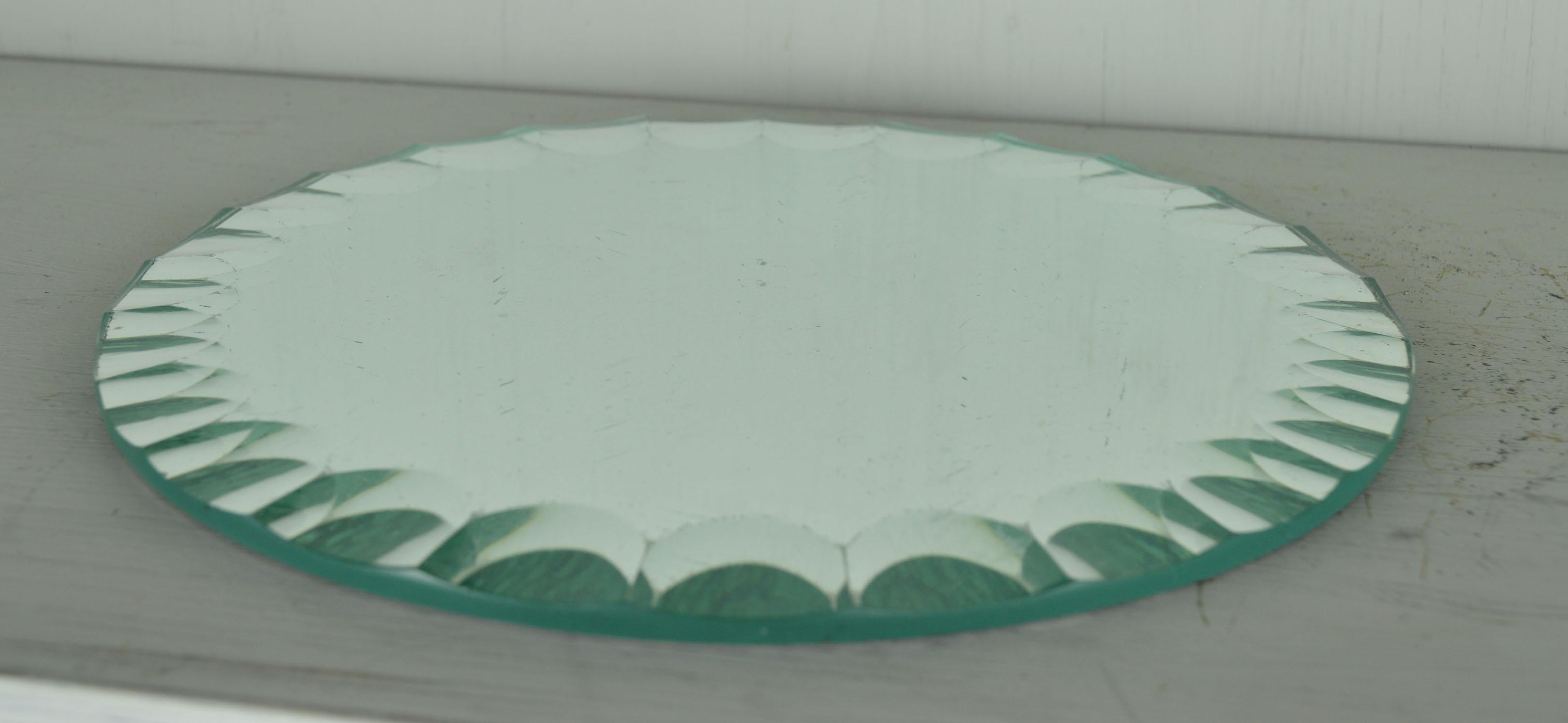 Beveled Near Pair of Round Art Deco Table Mirrors