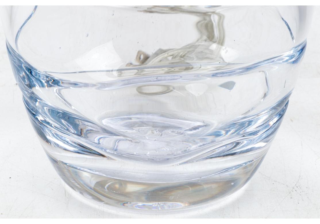 Glass Near Pair Of Simon Pearce Crystal Hand Blown Table Lamps For Sale