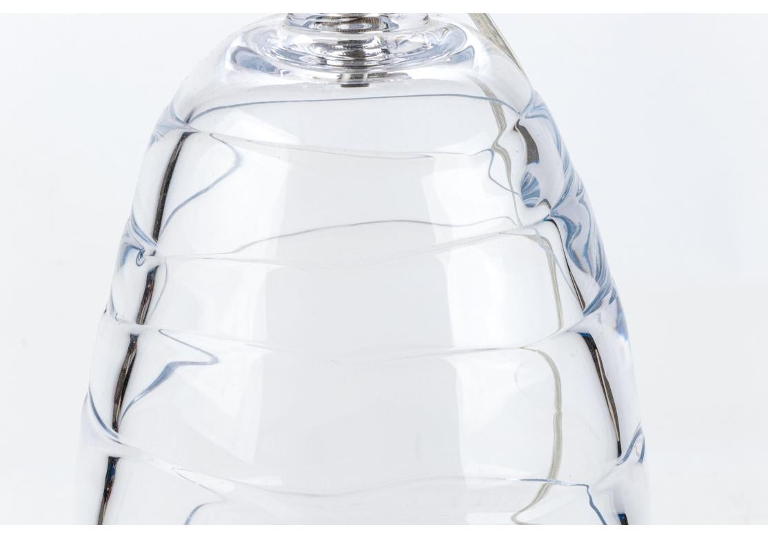 Near Pair Of Simon Pearce Crystal Hand Blown Table Lamps For Sale 1