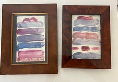 Near Pair of Small Abstract Acrylics Framed