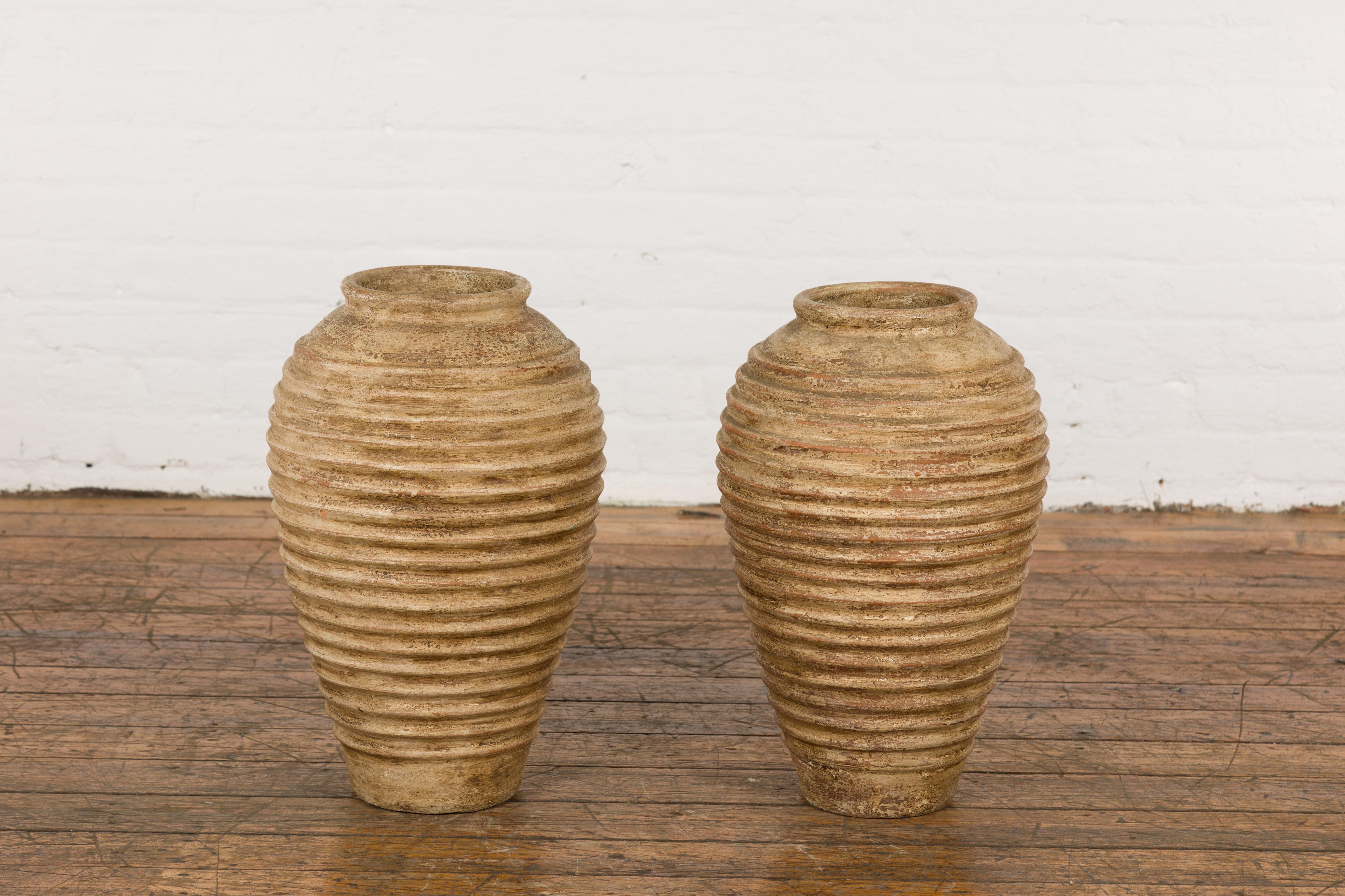 Near Pair of Vintage Jars with Textured Surface For Sale 10