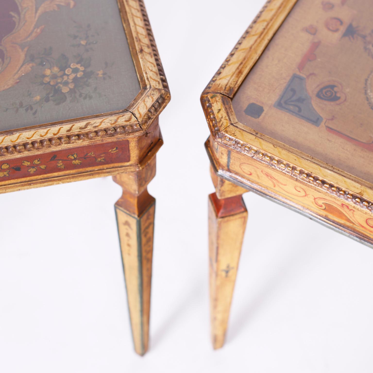 19th Century Near Pair of Venetian Painted Neoclassical Style Tables