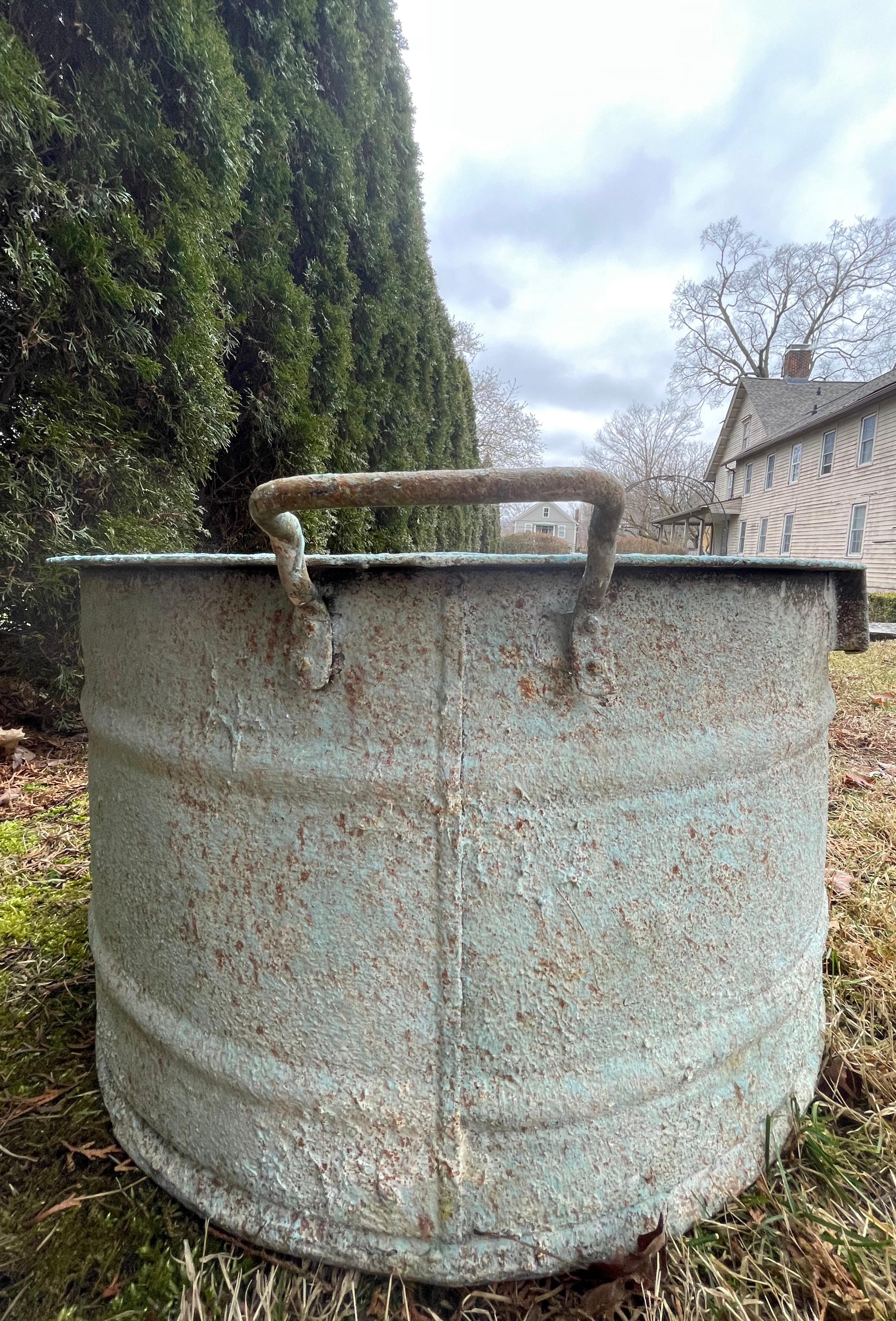 Near-Pair of Very Large German Oval Galvanized Planters #2 with Custom Surface For Sale 2