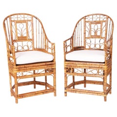 Paire de chaises en bambou vintage de style Brighton Pavilion