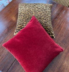 Near Pair of Vintage Square Ralph Lauren Leopard Print Faux Fur Pillows