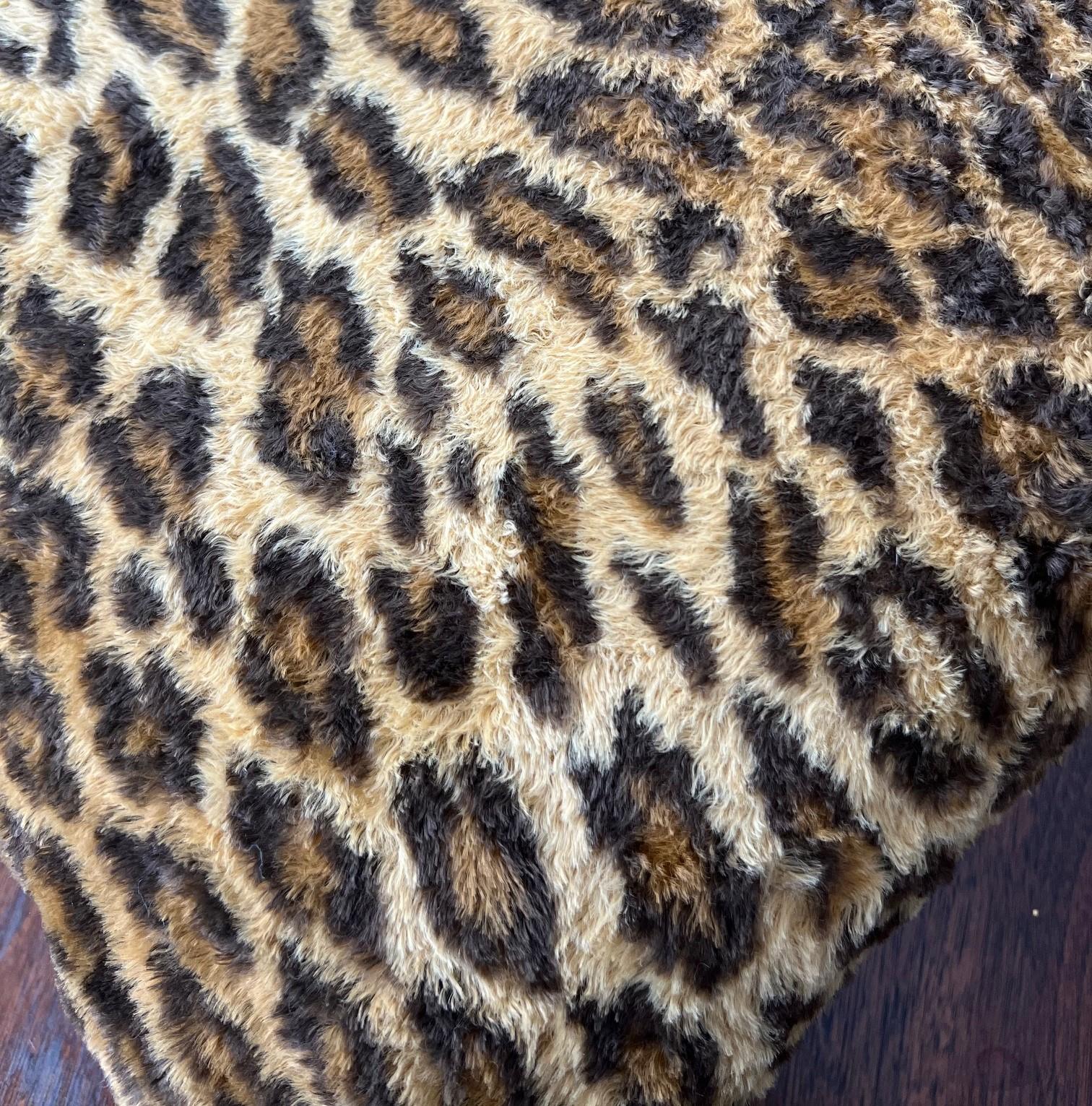 American Near Pair of Vintage Square Ralph Lauren Leopard Print Faux Fur Pillows