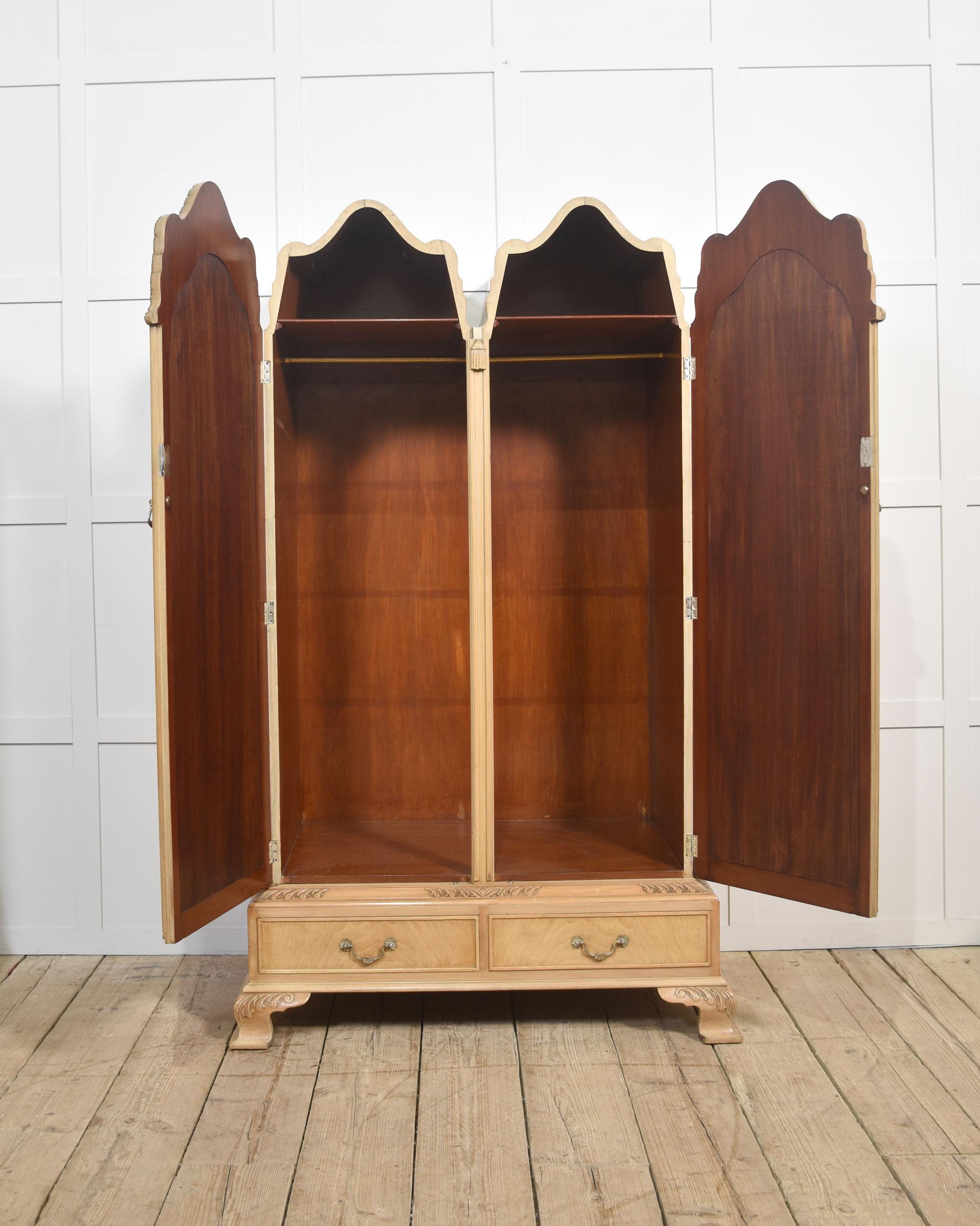 Near pair of walnut wardrobes For Sale 5