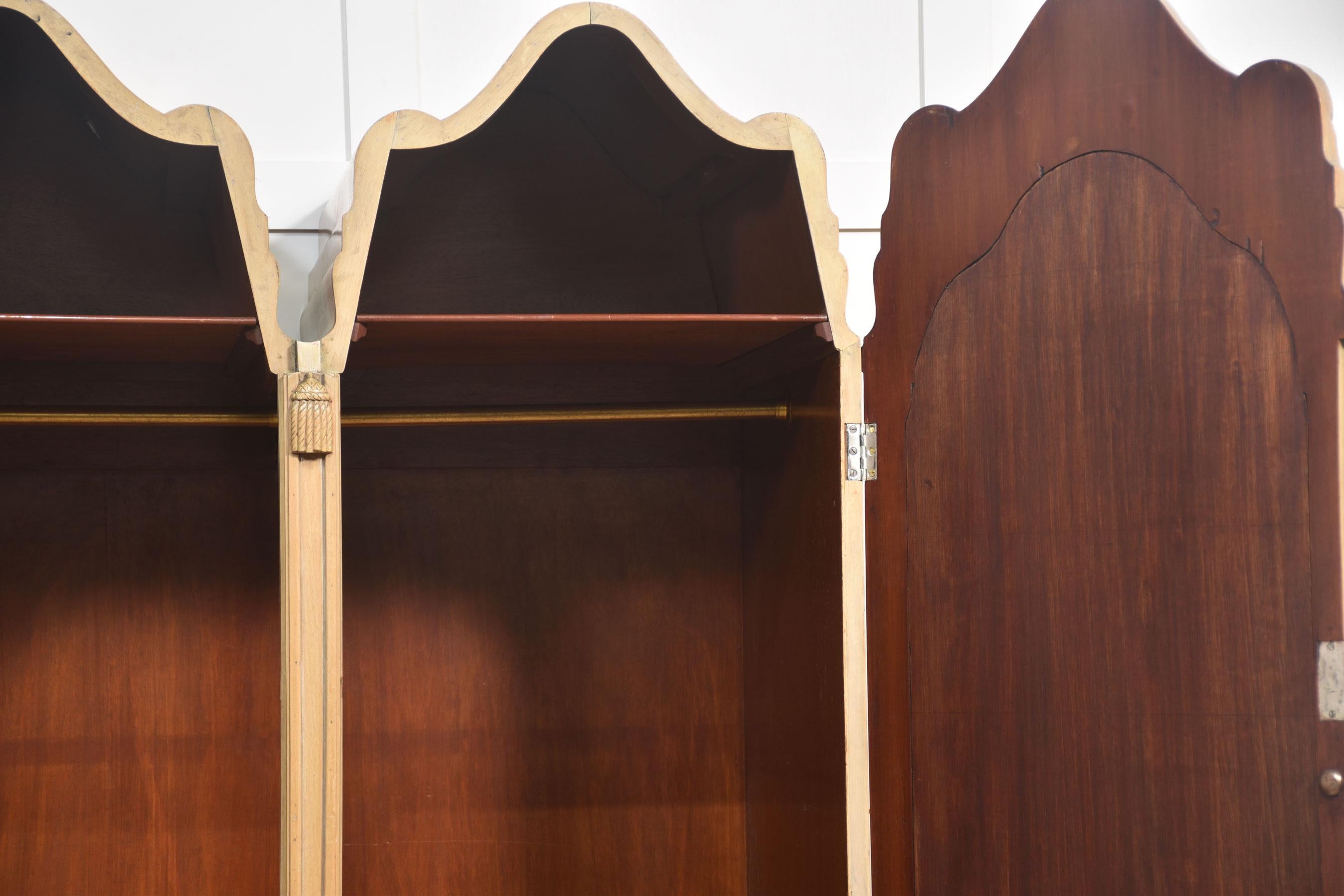 Near pair of walnut wardrobes For Sale 6