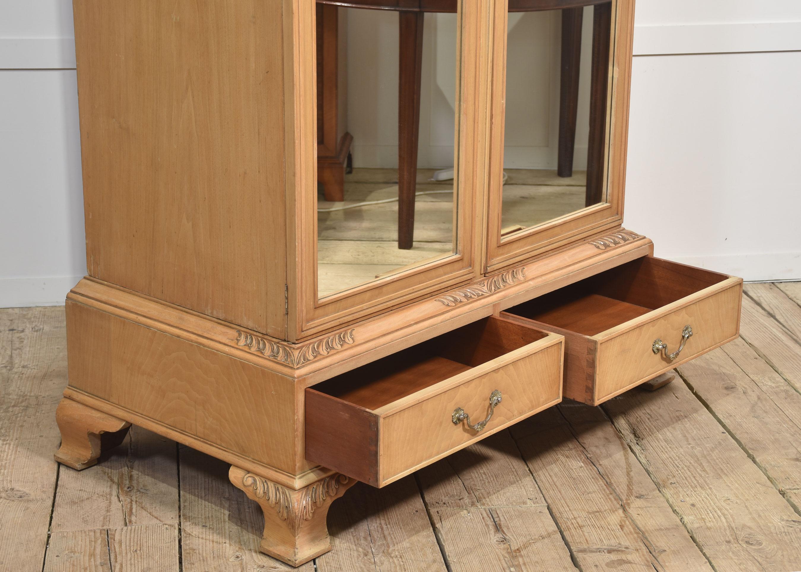 Near pair of walnut wardrobes For Sale 9