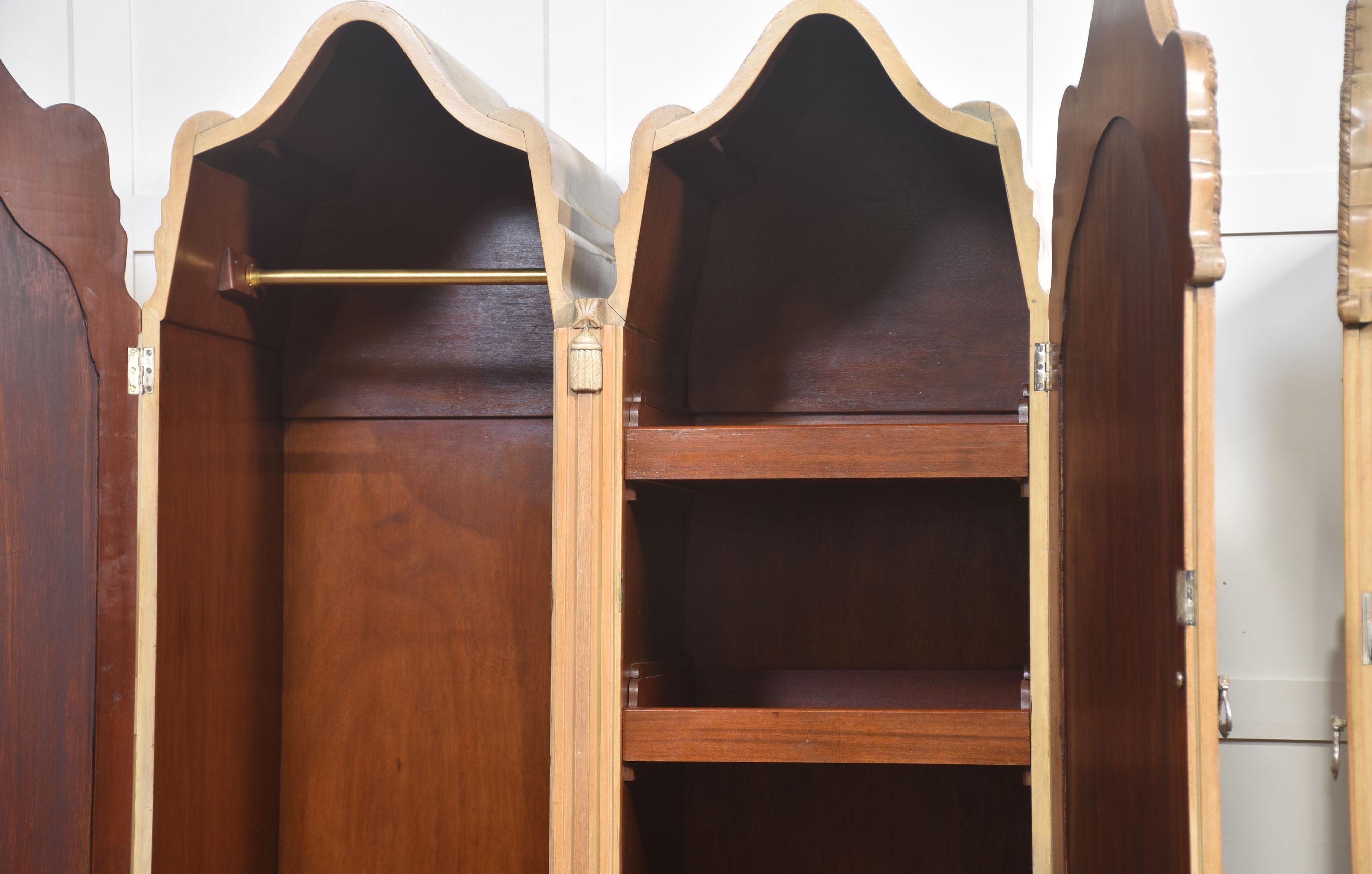 Near pair of walnut wardrobes For Sale 3