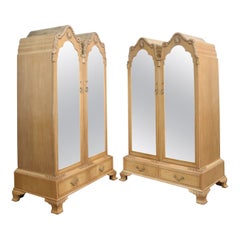 Antique Near pair of walnut wardrobes
