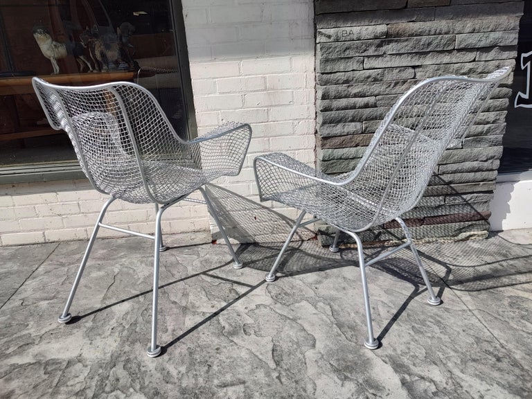 Molded Near Pair of Woodard Sculptura Lounge Armchairs Restored For Sale