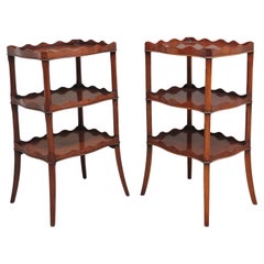 Near pair of yew wood occasional tables 