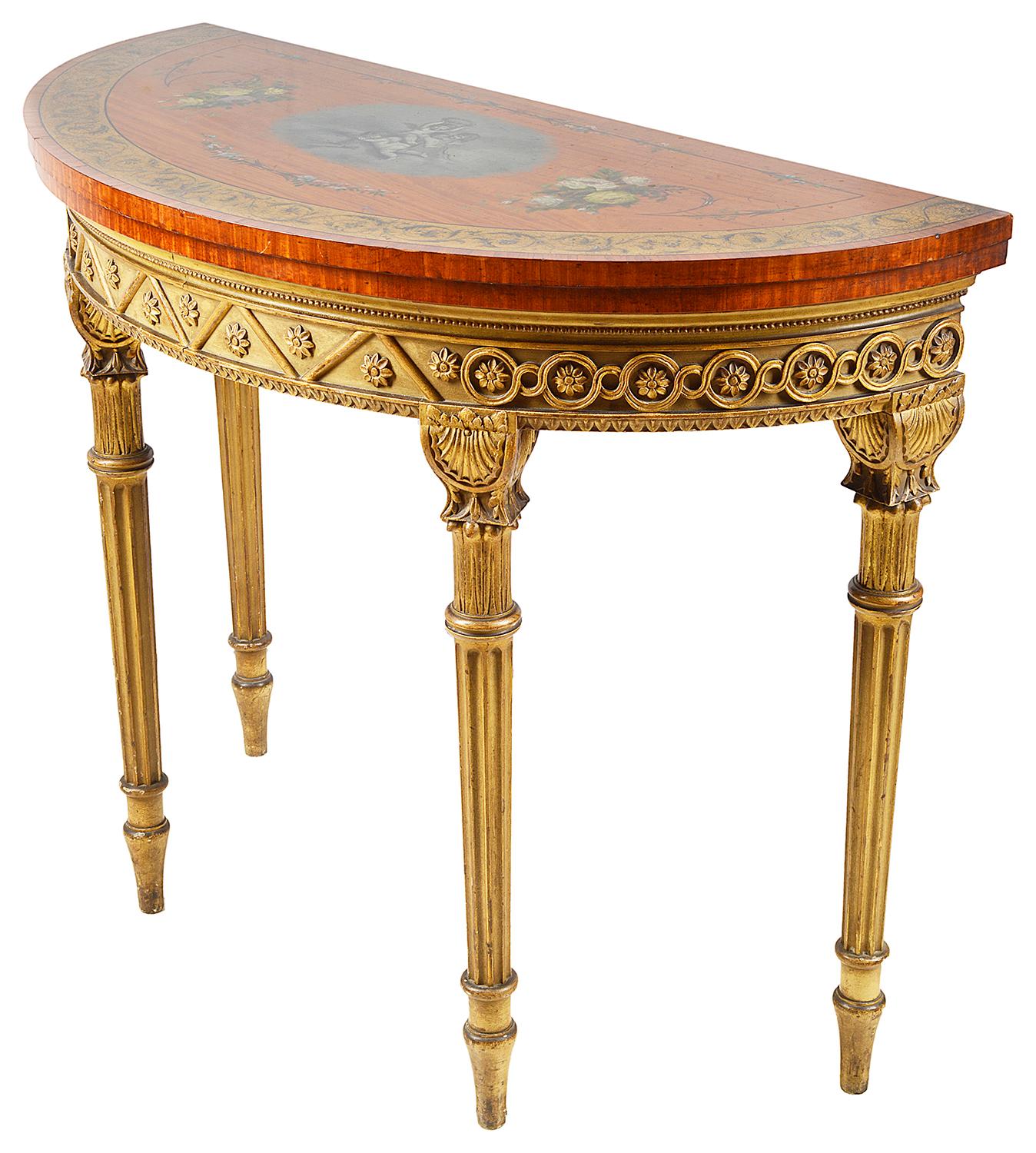 Near Pair Satinwood Sheraton Style Card Tables, circa 1880 6