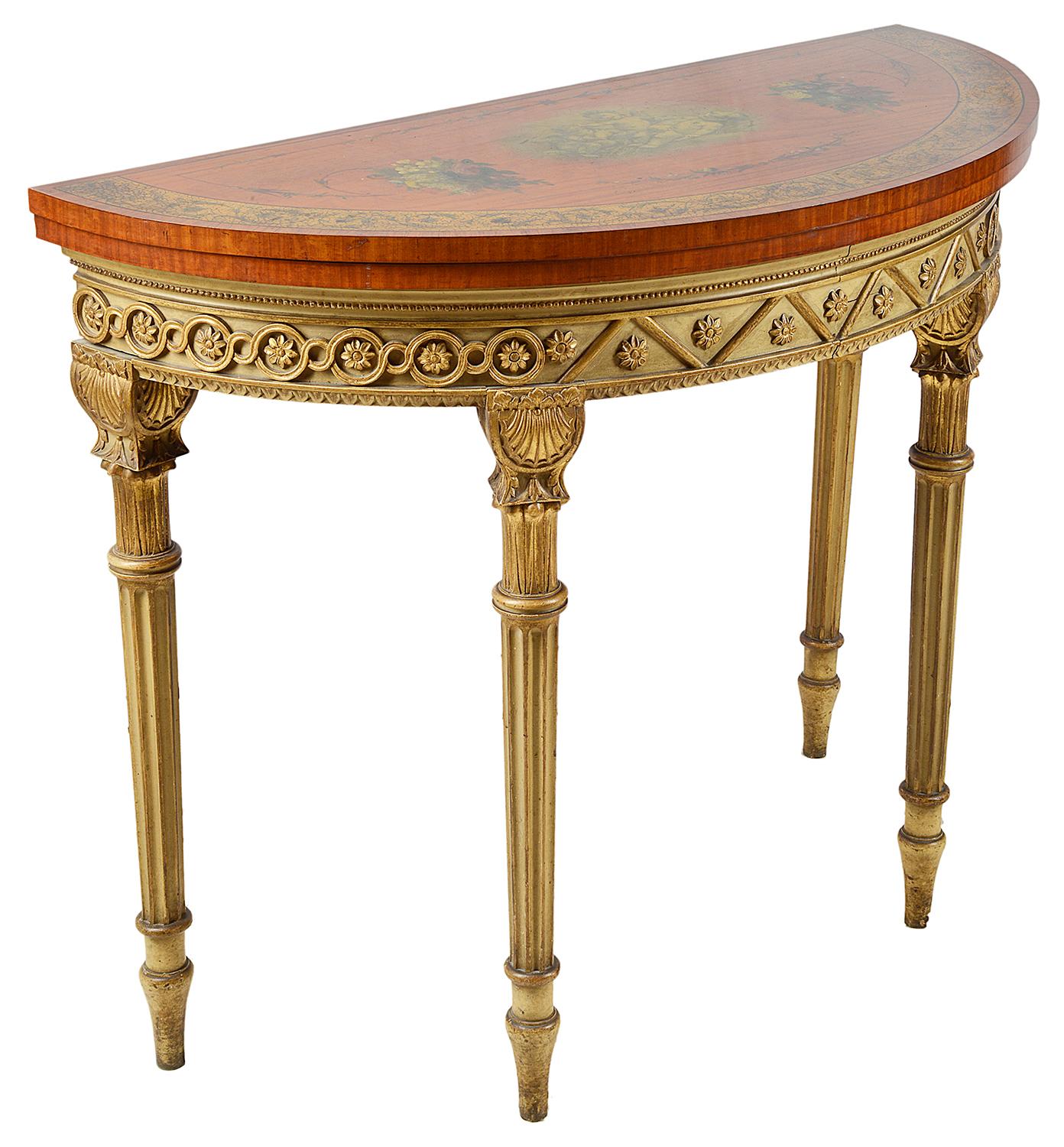 Near Pair Satinwood Sheraton Style Card Tables, circa 1880 2