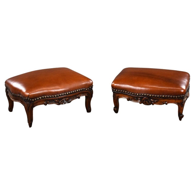Near Pair Victorian Leather Footstools For Sale at 1stDibs
