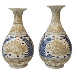 Near Pair Yuhuchun Shaped Vases