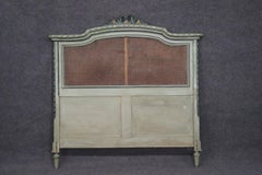 Near Queen Size French Louis XVI Paint Decorated Cane Bed, Circa 1930s