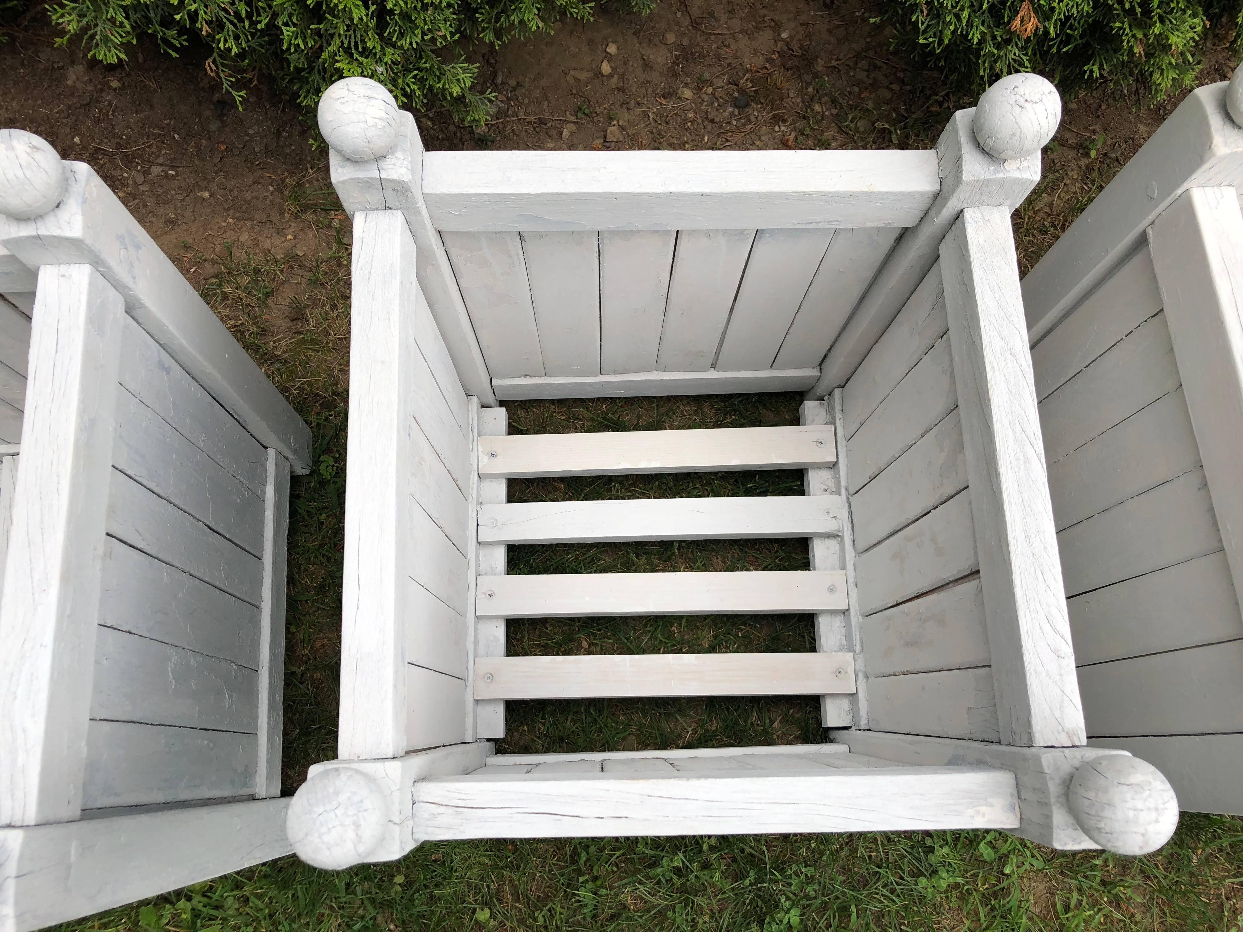 Neoclassical Near Set of Four French Painted Hardwood Versailles Planters