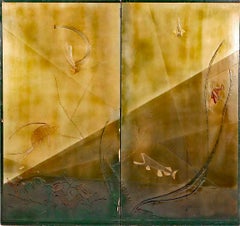 "Near the Ocean Floor", Art Deco Lacquered Screen w/ Fish & Coral by Jallot
