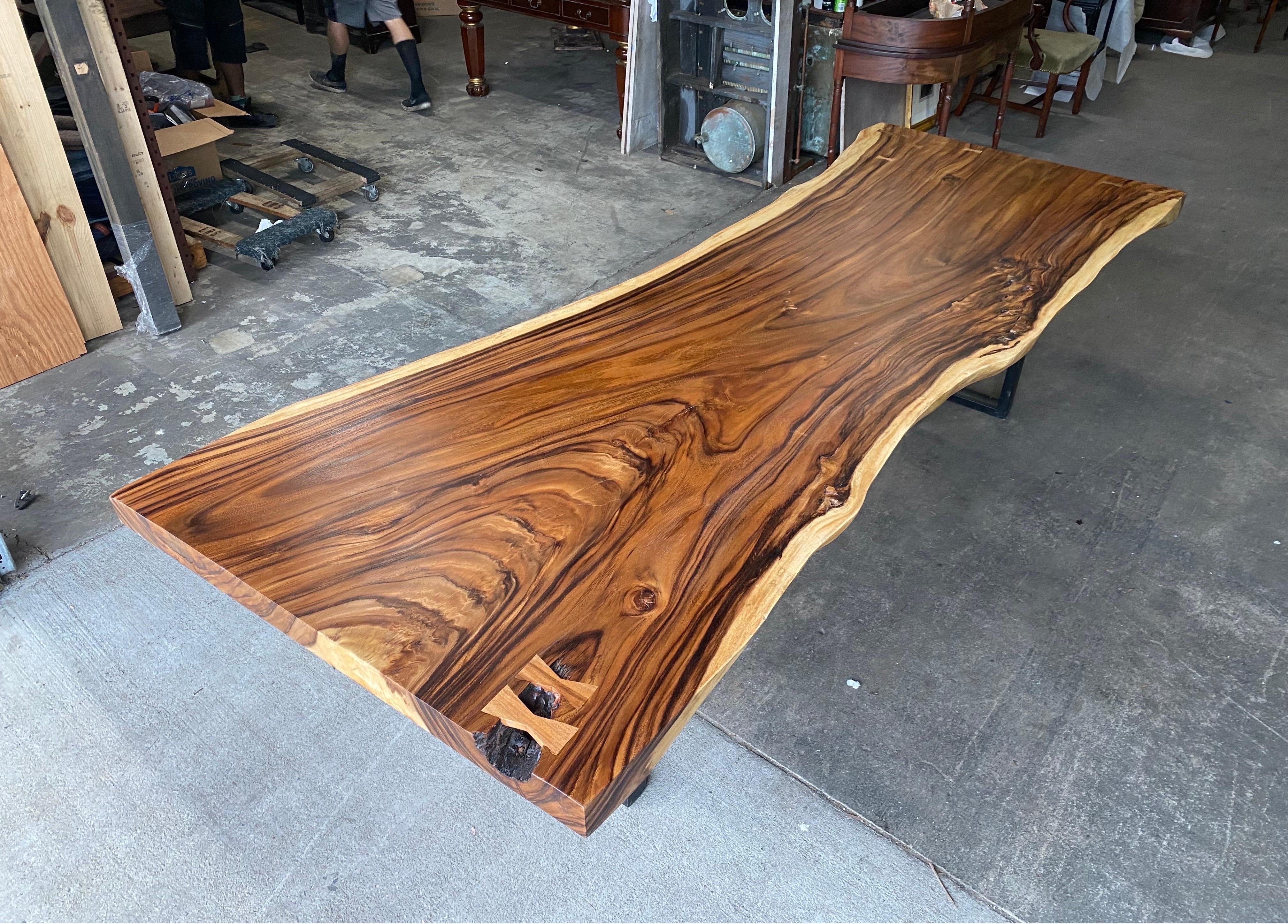 Contemporary Live Edge Walnut Table or Desk For Sale