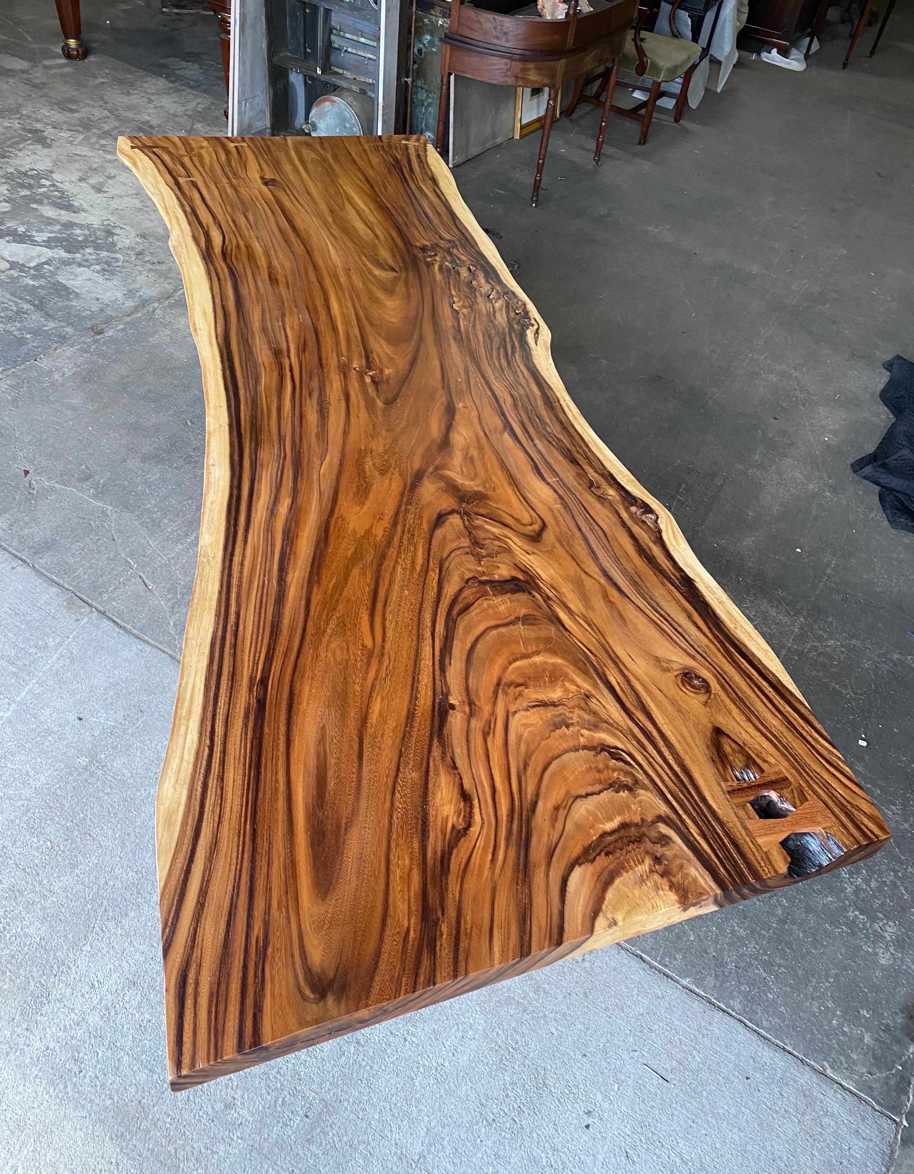 Iron Live Edge Walnut Table or Desk For Sale
