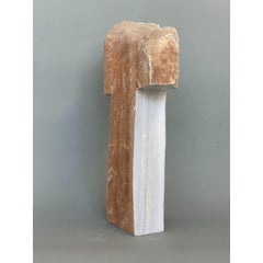 Nearly Cross Hand Carved Marble Sculpture by Tom Von Kaenel