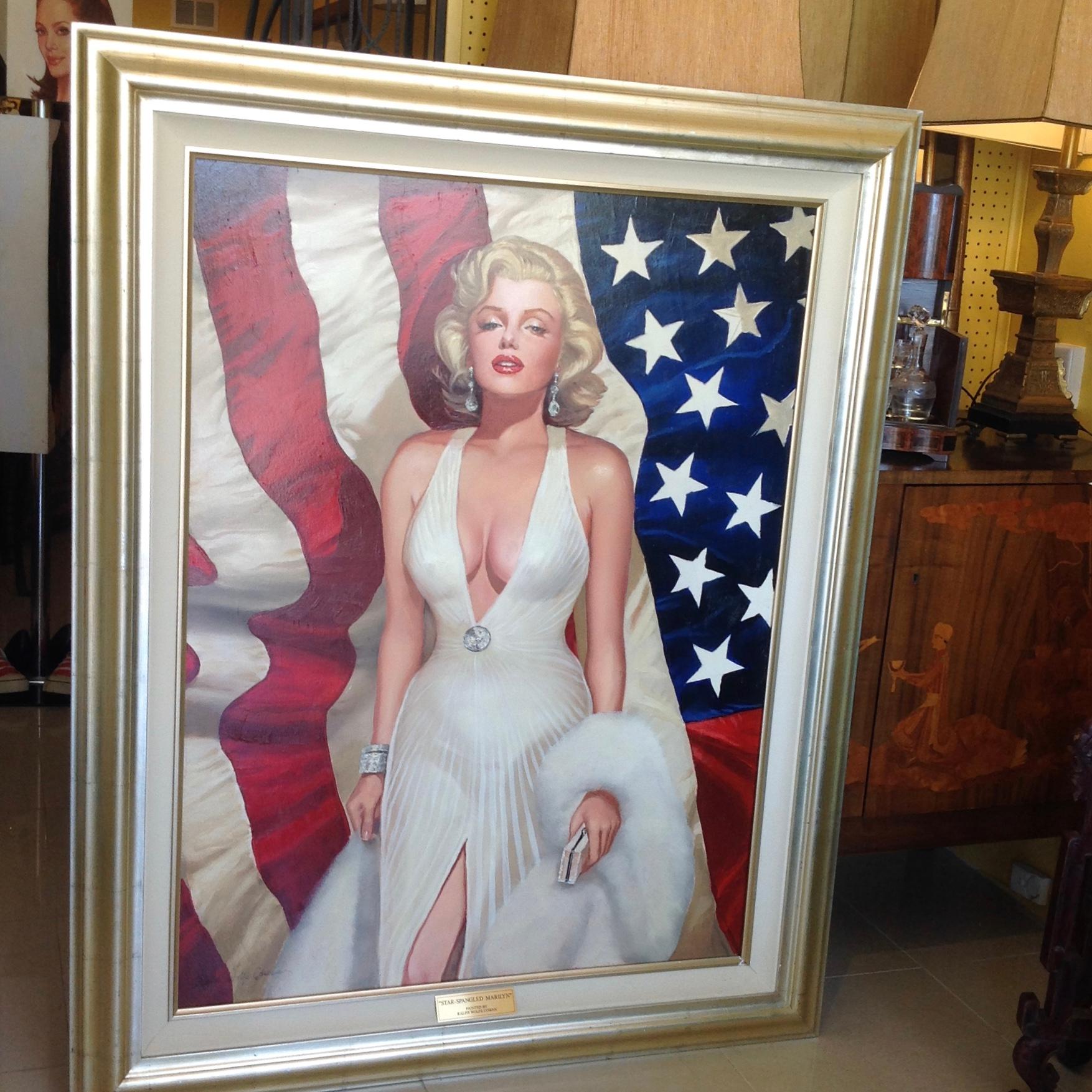 American Nearly Life Size Oil Painting of Marilyn Monroe by Ralph Wolfe Cowan For Sale