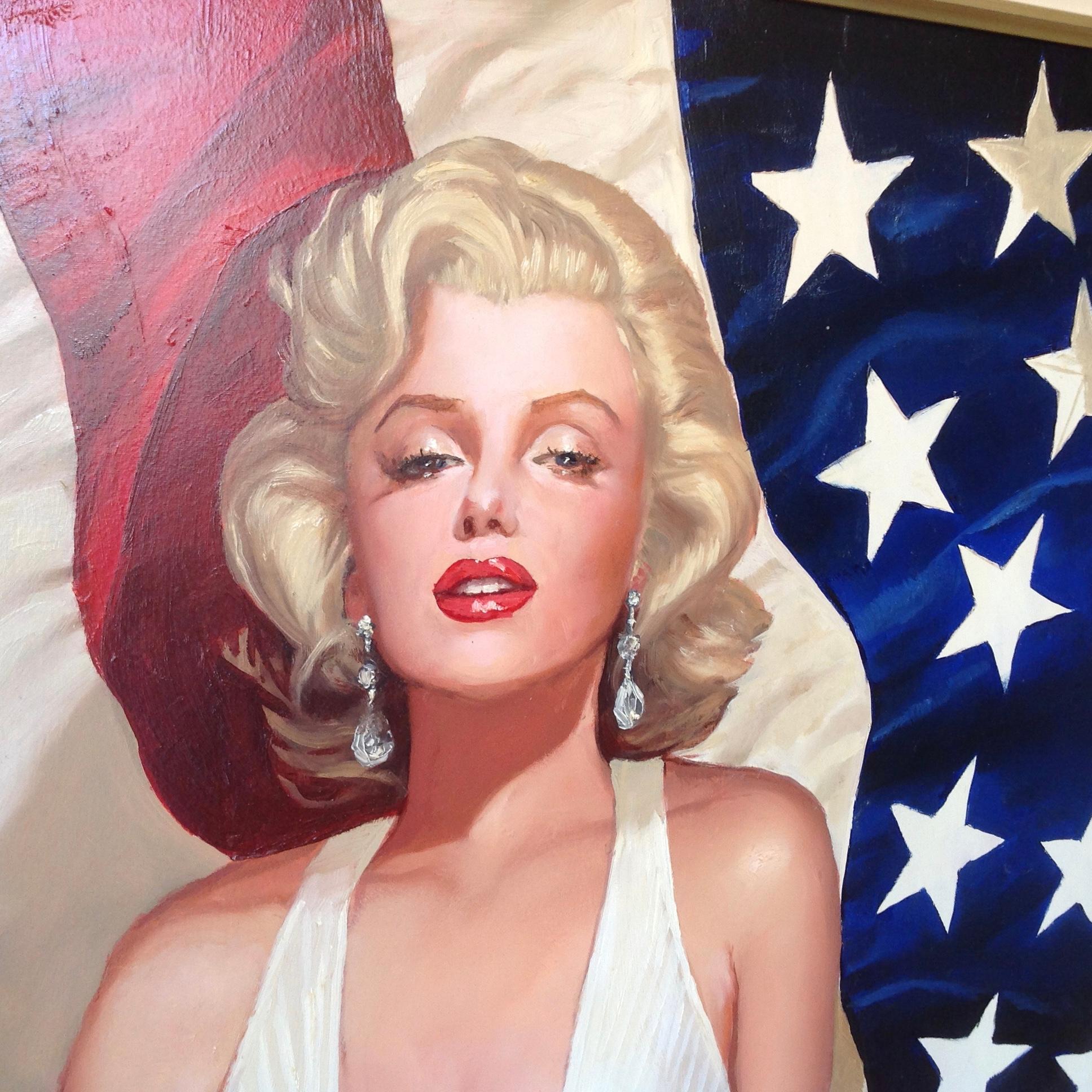 Nearly Life Size Oil Painting of Marilyn Monroe by Ralph Wolfe Cowan In Good Condition For Sale In West Palm Beach, FL