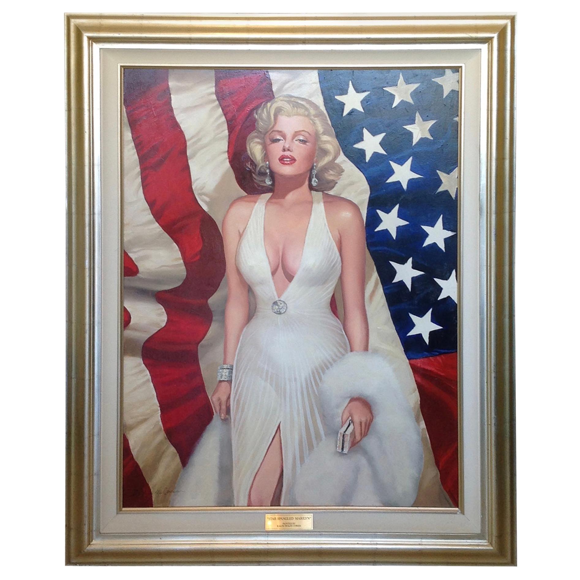 Nearly Life Size Oil Painting of Marilyn Monroe by Ralph Wolfe Cowan For Sale