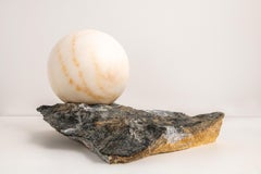 “Nearness I” Hand-Carved Makrana Marble Table Lamp by Alba Abiad & Naveen Jose