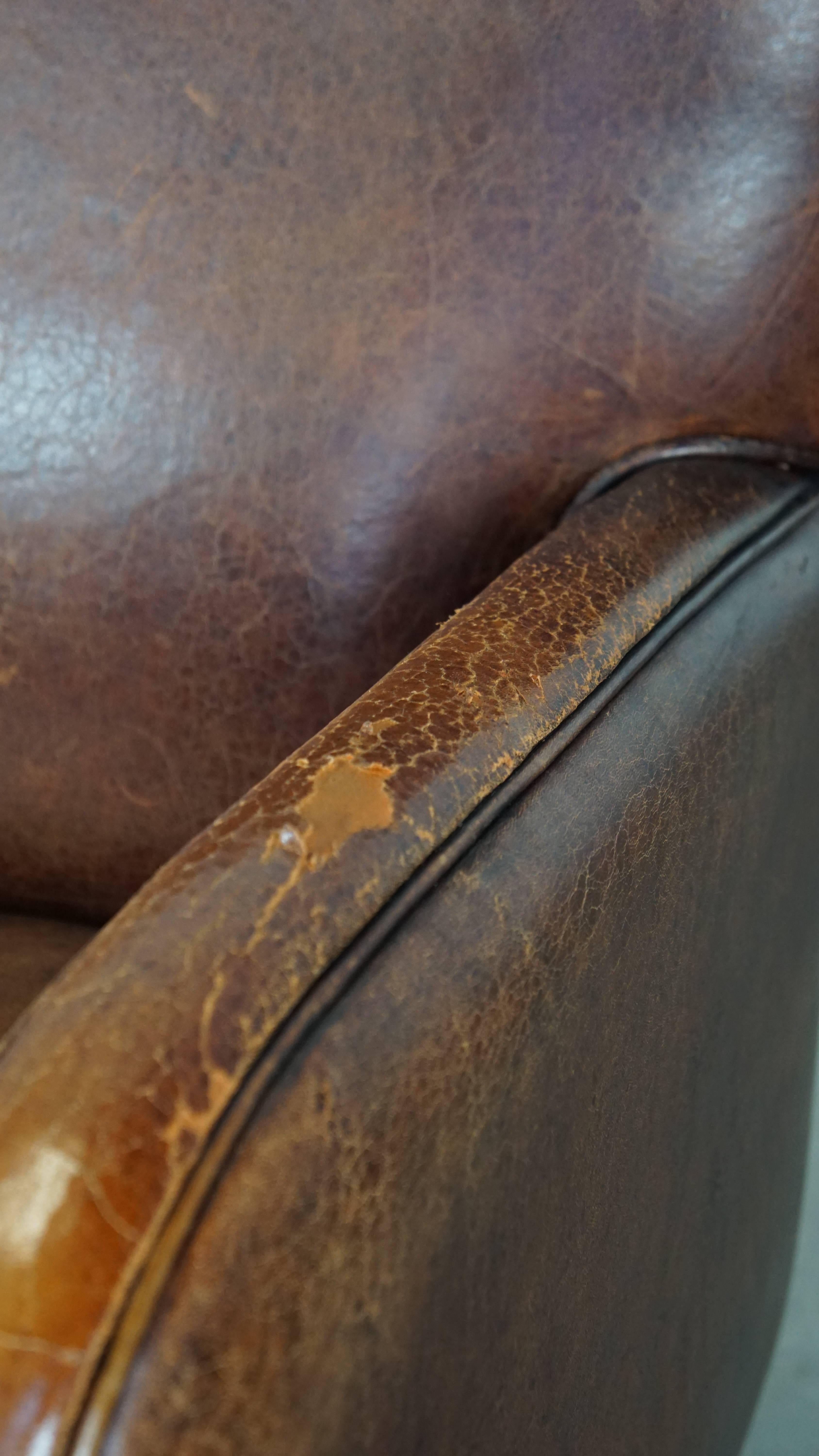 Fauteuil confortable en peau de mouton avec beaucoup de caractère et de belles couleurs en vente 6