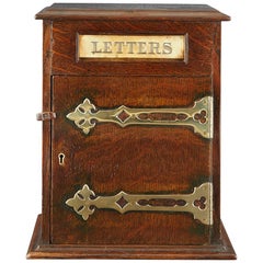 Neat Oak and Brass Victorian Letter Box, circa 1880