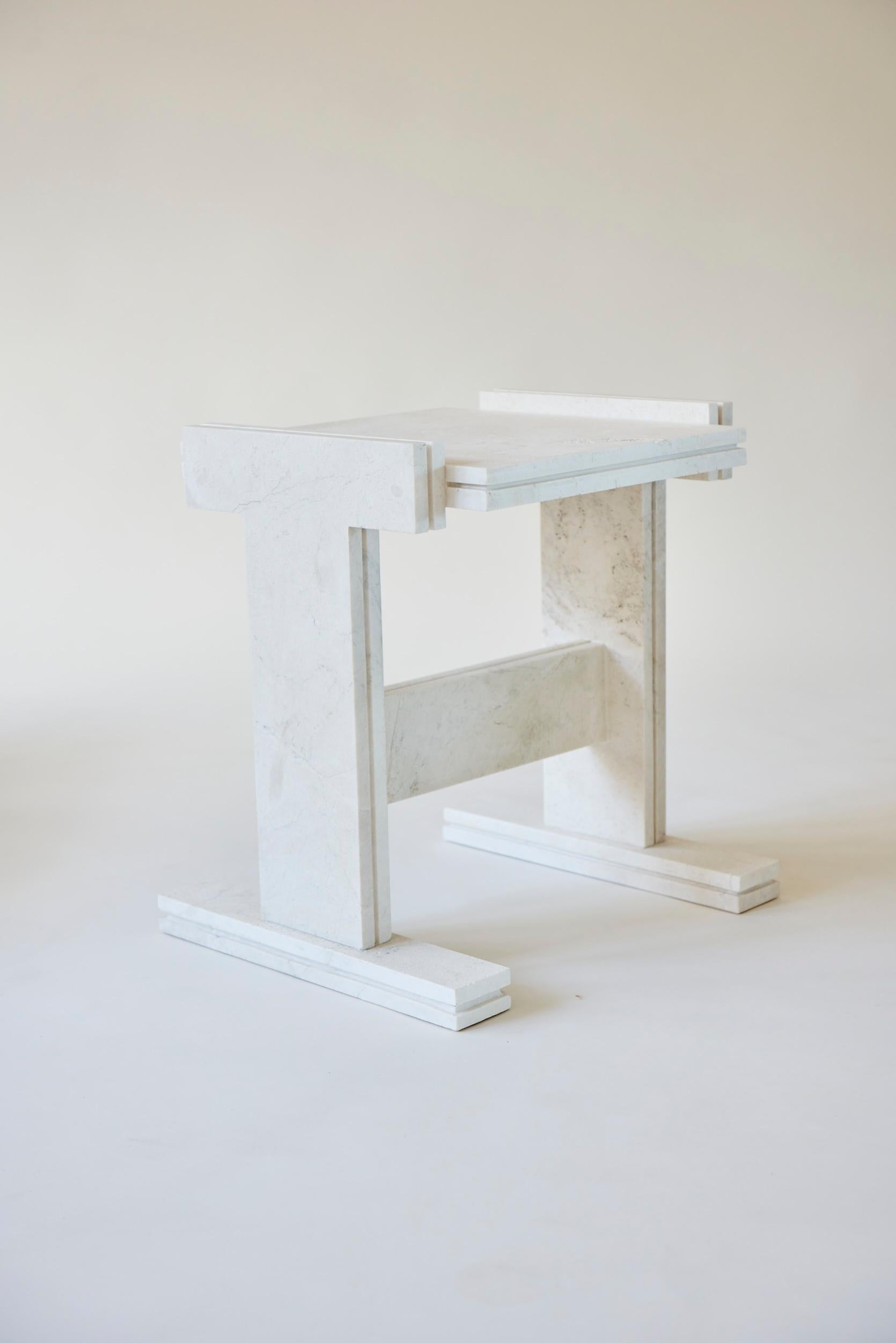 White Pearl Premium Neave Side Table by Nish Studio
Dimensions: W 41.7 x D49.2 x H 51.7 cm.
Materials: White Pearl premium marble with a u-groove detail and acid washed + brushed finish

N I S H is a Cape Town based Fashion and Furniture design
