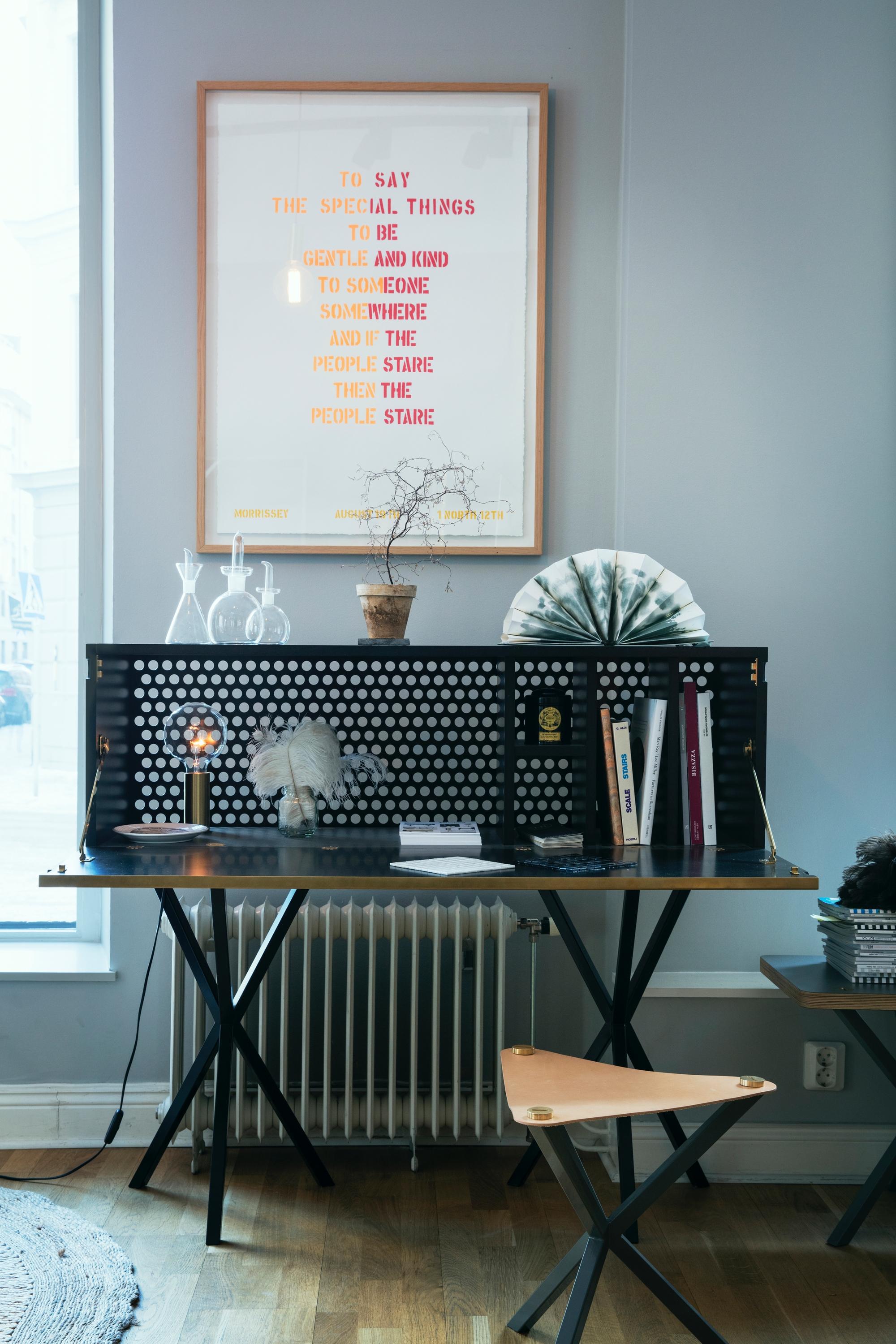 Brushed Neb Bureau Contemporary Desk with Flip Door Front in Brass by Per Soderberg For Sale