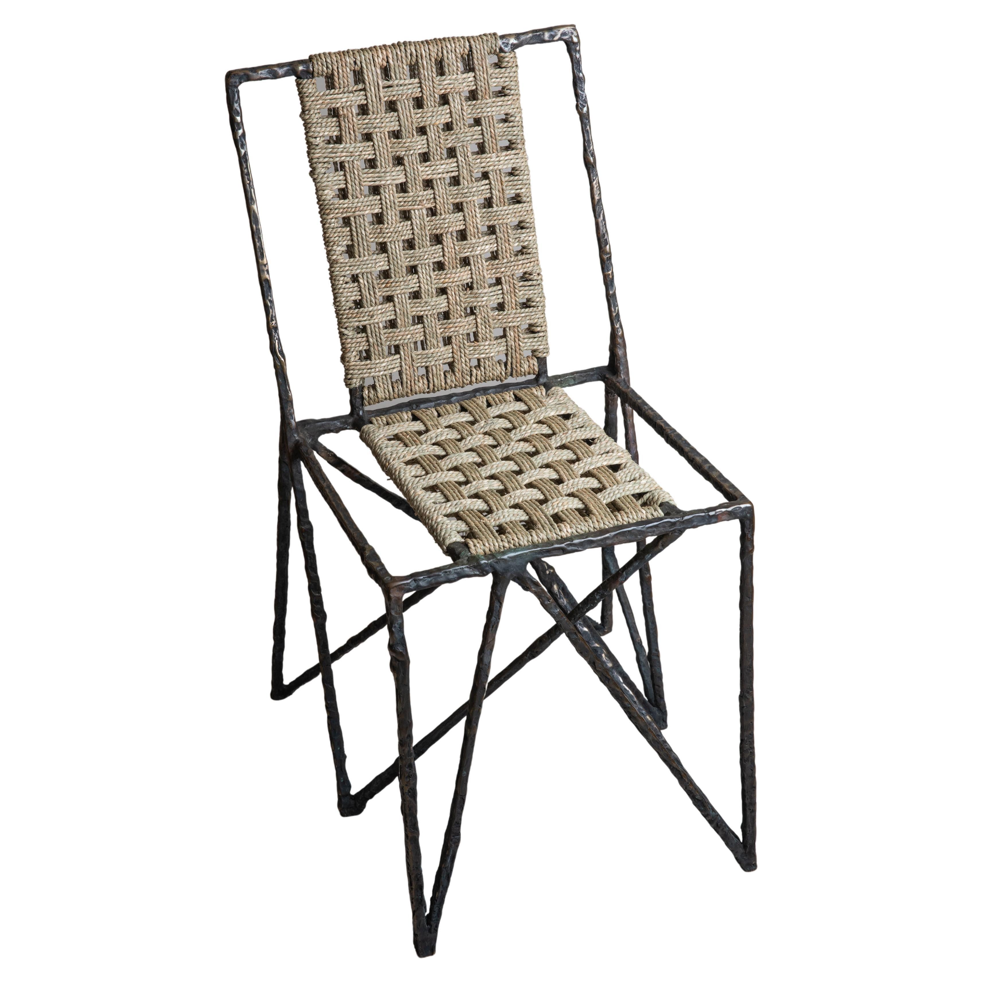 Contemporary Rustic Modern Chairs in Seagrass and Aluminum at 1stDibs