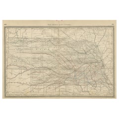 Nebraska Railroad Map 1888 – Rand McNally Antique Lithograph