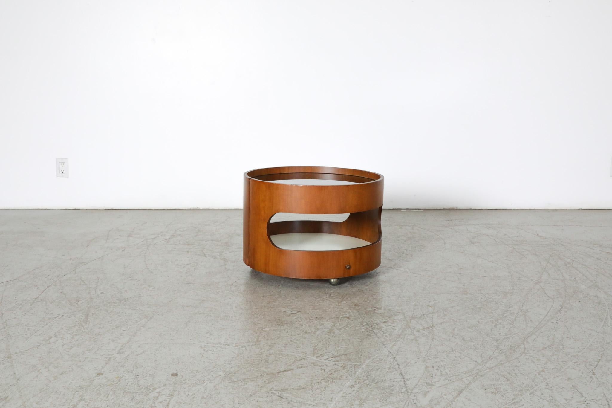 Nebu Made, Mod Round Rolling Side Table attributed to Erik Van Buijtenen, 1970's In Good Condition In Los Angeles, CA