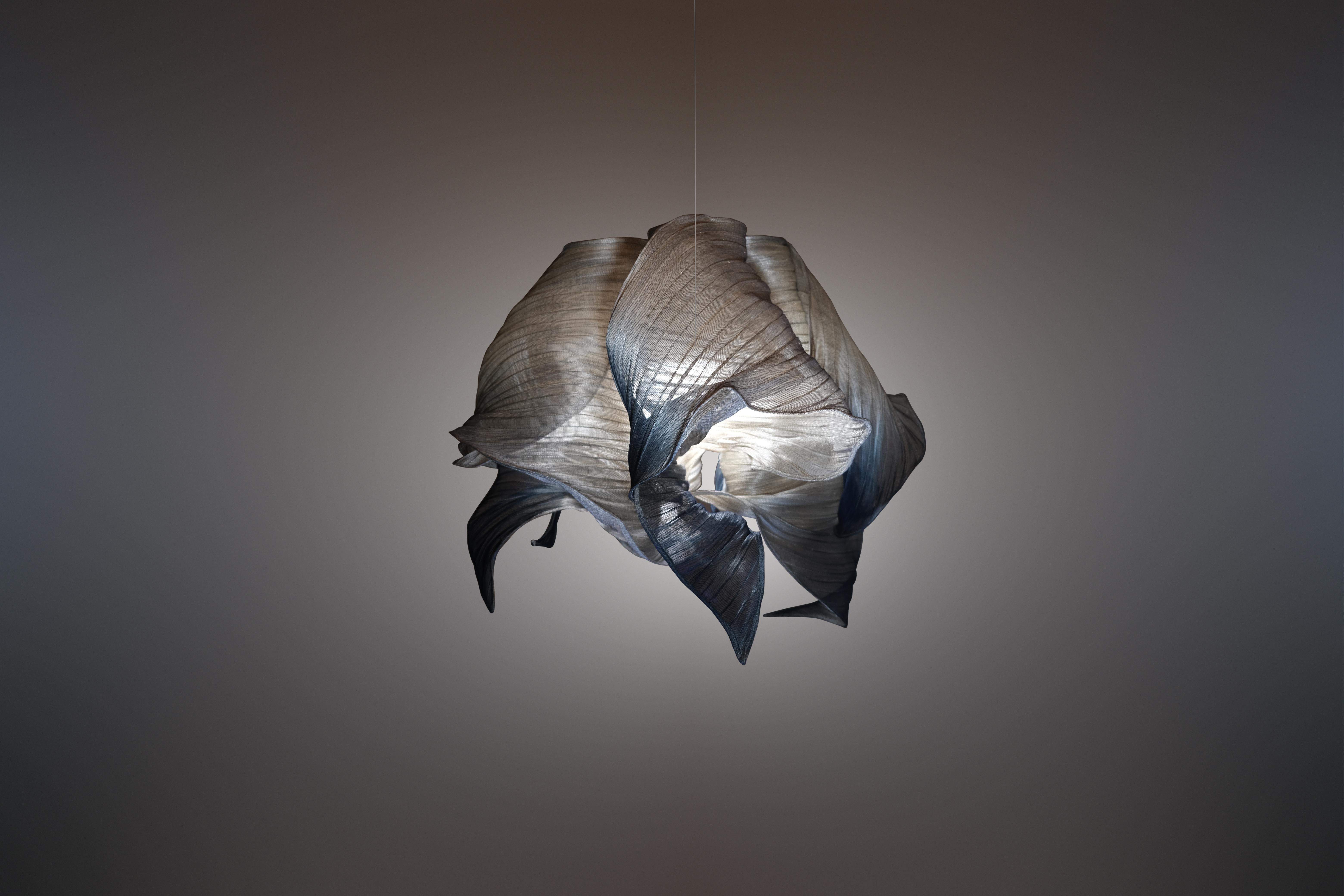 Contemporary Nebula Custom Handpainted Banaca Fabric LED Chandelier from Mirei Monticelli 
